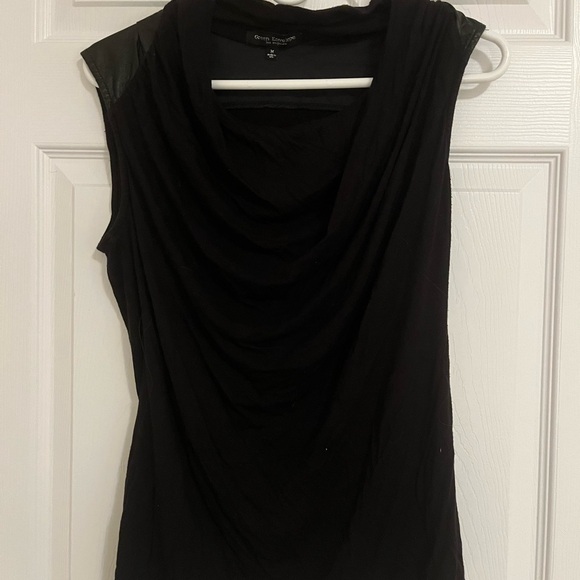 Black with faux leather Green Envelope los angeles Tank Top - Picture 2 of 6